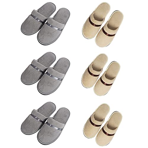 Tianmao 6 Paar Damen Slipper Hotelslipper Frottierslipper Herren Hausschuhe mit Geschlossenen Zehen Universalgröße 28.5 * 11cm Korallenvlies Gästepantoffeln für Spa, Party Gäste, Hotel und Reisen von Tianmao