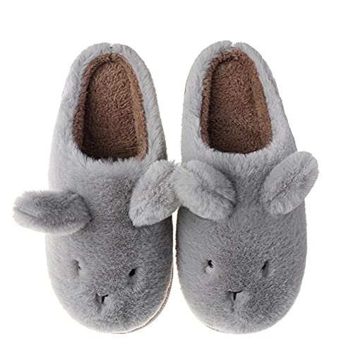 Tianmao Damen Hausschuhe Cartoon-Hase Plüsch Hausschuhe Herren Winter Warme Slippers Rutschfeste Pantoffe Mädchen von Tianmao