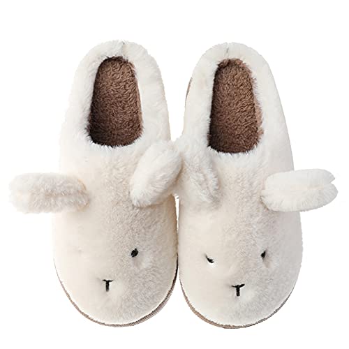 Tianmao Damen Hausschuhe Cartoon-Hase Plüsch Hausschuhe Herren Winter Warme Slippers Rutschfeste Pantoffe Mädchen von Tianmao