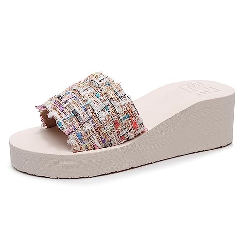 Tianmao Zehentrenner Damen Beach Plateau Sandalen, Slipper Pantoletten Sommerschuhe Hausschuhe Flip-Flops Plattform Sandalen mit Keilabsatz 5cm von Tianmao