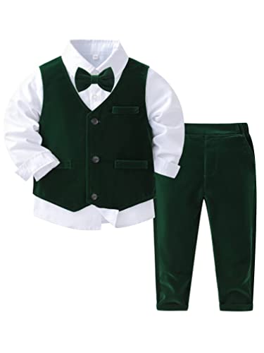 TiaoBug Baby Junge Anzug Smoking Klein Kinder Anzug Set Hochzeit festliche Kleidung Gentleman Anzüge Baumwolle Grün V 74-80/9-12 Monate von TiaoBug
