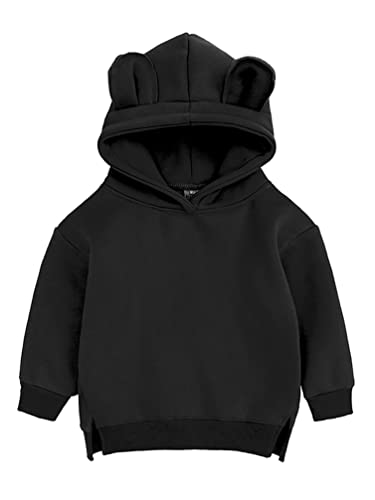 TiaoBug Baby Langarm Jacke Mantel mit Kapuze Tier Ohren Herbst Winter Fleecejacke mit Reisverschluss Outwear für Kleinkinder Mädchen Jungen Schwarz C 68-74 von TiaoBug