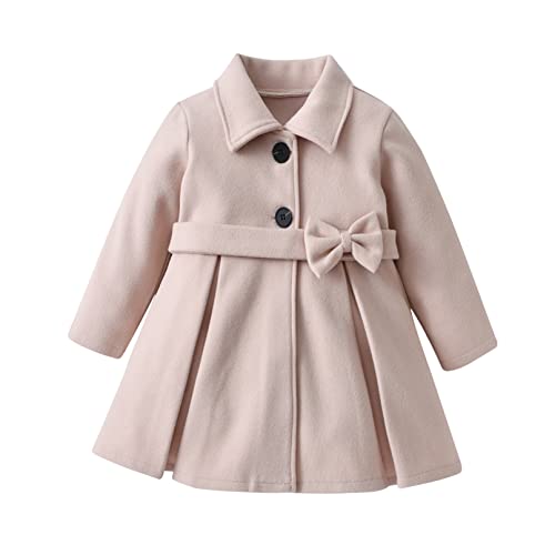 TiaoBug Baby Mädchen Trechcoat Klassische Jacke Mantel Lang mit Bindengürtel Herbst Winter Modische Outfits Outwear Khaki 92-98 von TiaoBug