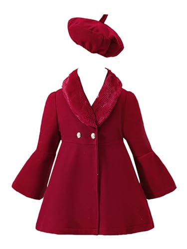 TiaoBug Baby Mädchen Trechcoat Klassische Jacke Mantel Lang mit Bindengürtel Herbst Winter Modische Outfits Outwear Rot G 98-104 von TiaoBug