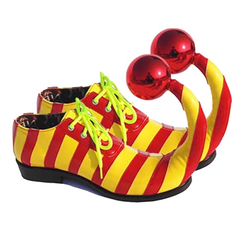 TiaoBug Clownschuhe Funny Zirkus Streifen Clown Schuhe Halloween Zirkus Maskerde Stage Performance Verkleidung Größe: 38-44 Rot Gelb 40 von TiaoBug