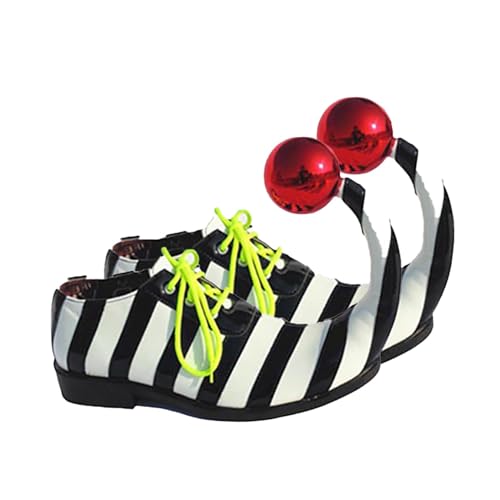 TiaoBug Clownschuhe Funny Zirkus Streifen Clown Schuhe Halloween Zirkus Maskerde Stage Performance Verkleidung Größe: 38-44 Schwarz Weiß 42 von TiaoBug