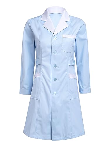 TiaoBug Damen Arztkittel Langarm Laborkittel Medizin Mantel mit Druckknöpfe Pflege Uniformen Krankenschwester Kostüm Kleid Arbeitskleidung Blau M TiaoBug Damen Arztkittel Langarm Laborkittel Medizin Mantel mit Druckknöpfe Pflege Uniformen Krankenschwester Kostüm Kleid Arbeitskleidung Blau M von TiaoBug