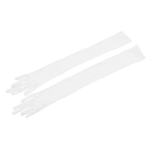 TiaoBug Damen Braut Lange/Kurze Handschuhe Hochzeit Arm Stulpen Brautstulpen aus Transparent Tüll elegante Party Cocktail Ball Accessoires Weiss Strumpf One Size von TiaoBug