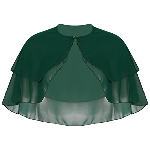 TiaoBug Damen Chiffon Stola Schal Poncho Vorne Kurz Hintern Lang Umhang Cape asymmetrisches Oberteil über festliche Kleider Brautkleid Accessoire Grün K Einheitsgröße von TiaoBug