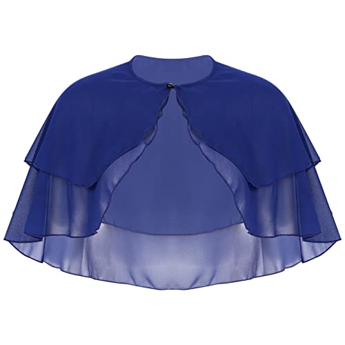 TiaoBug Damen Chiffon Stola Schal Poncho Vorne Kurz Hintern Lang Umhang Cape asymmetrisches Oberteil über festliche Kleider Brautkleid Accessoire Navy Blau K Einheitsgröße von TiaoBug