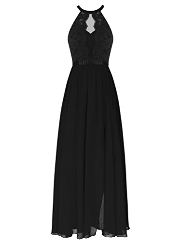 TiaoBug Damen Elegant festlich Chiffon Sommer Kleid Partykleid Hochzeit Langes Abendkleid Cocktailkleider 36 38 40 42 44 46 Schwarz G 42 von TiaoBug