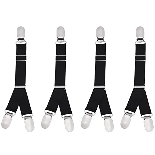 TiaoBug Damen Herren Strumpfhalter Einstellbar Elastische Strumpfband mit Metall Clips Accessories Anti-Rutsch Schwarz 2 Paare One_Size von TiaoBug