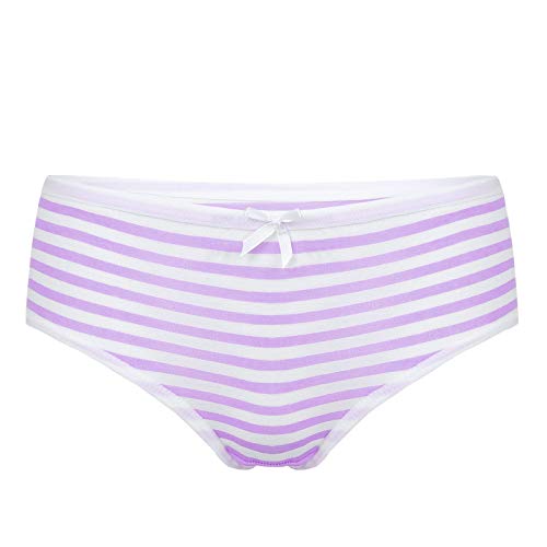 TiaoBug Damen Hipster Panty Stretch Baumwolle Unterhosen Brasilien Slips Gestreifte Unterwäsche Bikini Briefs Hüftslip mit Schleife Lila weiß gestreift Einheitsgröße von TiaoBug