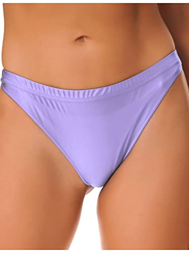 TiaoBug Damen Hotpants Sexy Unterwäsche Transparent Booty Shorts Hoher Beinausschnitt String Tanga Verführerische Dessous Violett D M von TiaoBug