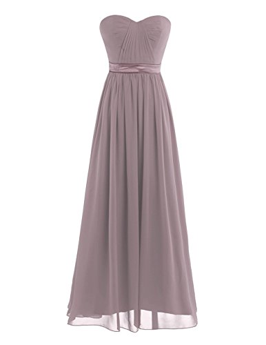 TiaoBug Damen Kleid Elegant Abendkleider Lang Chiffon Brautjungfernkleid festlich Hochzeits Kleider Cocktailkleid Dusty Mauve 38-40 von TiaoBug