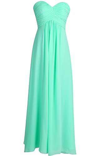 TiaoBug Damen Kleider elegant Abendkleid festlich Hochzeit Cocktailkleid Chiffon Faltenrock langes Brautjungfernkleid Gr. 34-46 Türkis 36 von TiaoBug