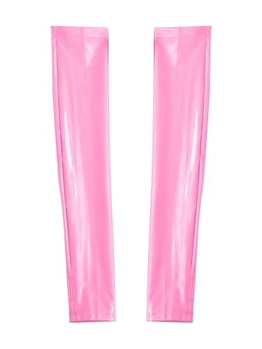 TiaoBug Damen Lack Leder Fingerlose Handschuhe Metallic Kostüm Zubehör Arm Stulpen Punk Nieten Outfit Tanz Party Clubwear Rosa D Einheitsgröße von TiaoBug