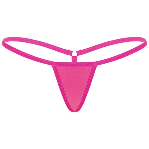 TiaoBug Damen Mini String Tanga Bikinihose Niedrige Taille Thong T-Back Unterhosen Erotik Unterwäsche Hot Pink D Einheitsgröße von TiaoBug