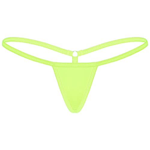 TiaoBug Damen Mini String Tanga Bikinihose Niedrige Taille Thong T-Back Unterhosen Erotik Unterwäsche Leucht Grün D Einheitsgröße von TiaoBug