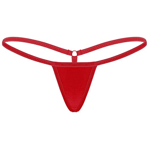 TiaoBug Damen Mini String Tanga Bikinihose Niedrige Taille Thong T-Back Unterhosen Erotik Unterwäsche Rot D Einheitsgröße von TiaoBug