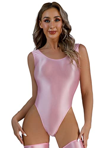 TiaoBug Damen ÖL Glanz Body Seidig Glatte Einteiler Unterwäsche Ärmellos Tank Top Unterhemd Hoher Beinausschnitt Slip Sexy Stringbody Erotik Dessous Rosa I XL TiaoBug Damen ÖL Glanz Body Seidig Glatte Einteiler Unterwäsche Ärmellos Tank Top Unterhemd Hoher Beinausschnitt Slip Sexy Stringbody Erotik Dessous Rosa I XL von TiaoBug