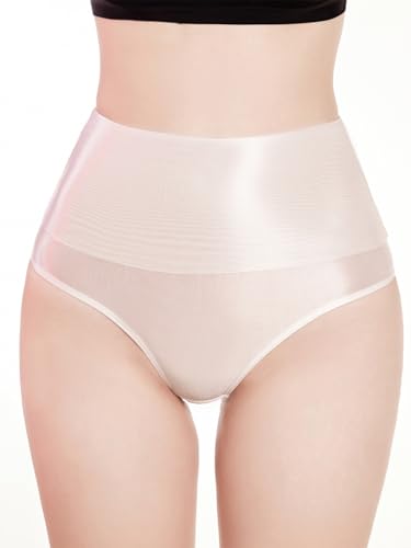 TiaoBug Damen ÖL Glanz Hotpants Booty Shorts Halb Transparent Unterwäsche Hoher Bund Hipster Panty Mesh String Tanga Verführerische Dessous Weiß Einheitsgröße von TiaoBug