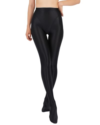 TiaoBug Damen ÖL Glanz Strumpfhose 70 Den Glossy Pantyhose Glänzende Slim Fit Leggings Tights Modisch Feinstrumpfhose Stockings Schwarz XL von TiaoBug