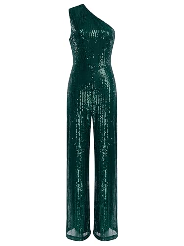 TiaoBug Damen Pailletten Jumpsuit Overall Ein-Schulter Body mit Weite Hose Festlich Einteiler Modern Hosenanzug Tanz Leotard Romper Playsuit Dunkelgrün M TiaoBug Damen Pailletten Jumpsuit Overall Ein-Schulter Body mit Weite Hose Festlich Einteiler Modern Hosenanzug Tanz Leotard Romper Playsuit Dunkelgrün M von TiaoBug