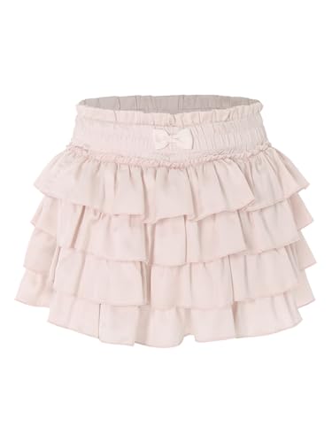 TiaoBug Damen Prinzessin Unterhose langes Bein Schlüpfer Shorty mit Rüschen Spitze Sicherheits Shorts Bloomers Unterwäsche Kurze Pumphose gr. S-L Rosa L von TiaoBug