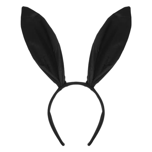 TiaoBug Damen Sexy Bunny Kostüm Zubehör Hasenohren Haarreife Bunny Stirnband Kopfbedeckung Kaninchen Kostümparty Cosplay Fasching Schwarz B One Size von TiaoBug