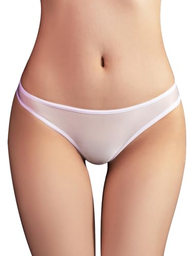 TiaoBug Damen Sexy String Tanga Low Rise Bikinihose Micro Mini Slip ÖL Glanz Dessous T-Back Thong Reizvolle Unterwäsche Weiß E Einheitsgröße von TiaoBug