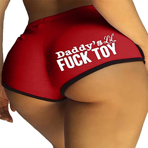 TiaoBug Damen Sexy Unterhosen Slip mit Spruch Daddy Fuck Toy Hipster Panties Strech Bikini Briefs Hotpants Weinrot D M von TiaoBug