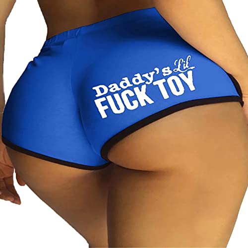 TiaoBug Damen Sexy Unterhosen Slip mit Spruch Daddy Fuck Toy Hipster Panties Strech Bikini Briefs Hotpants Blau D S von TiaoBug