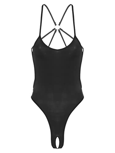 TiaoBug Damen Sport Badeanzug Einteiler Bademode Einteiler Schwimmanzug mit Buchstaben Yes, Daddy Tank Top Body Badebekleidung Schwarz D L von TiaoBug