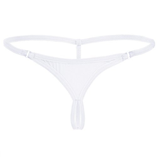 TiaoBug Damen String Tanga Ouvert Unterwäsche Halb-transparent Mini String Dessous Unterhosen Schwarz Weiß Rot Weiß One Size von TiaoBug