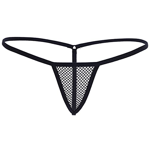 TiaoBug Damen String Tanga schwarz Ouvert Mini String Unterwäsche transparent reizwäsche Dessous Unterhosen M-XL Schwarz M von TiaoBug