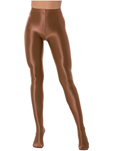 TiaoBug Damen Strumpfhose 70 Den glossy Glänzende Hose Pants Leggings Tights Modisch Matt mit Glanz Fein Strumpfhosen Coffee Öl XL von TiaoBug