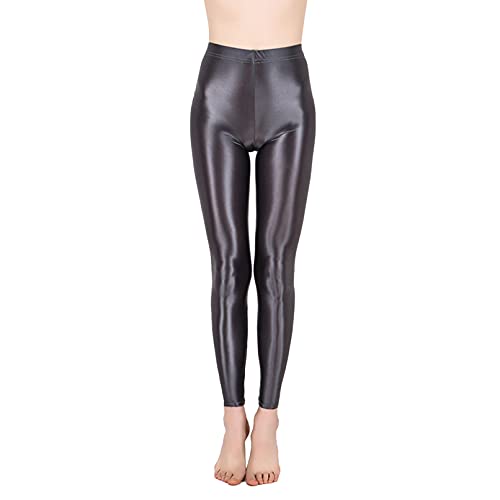 TiaoBug Damen Strumpfhose 70 Den glossy Glänzende Hose Pants Leggings Tights Modisch Matt mit Glanz Fein Strumpfhosen Grau Stretch L von TiaoBug