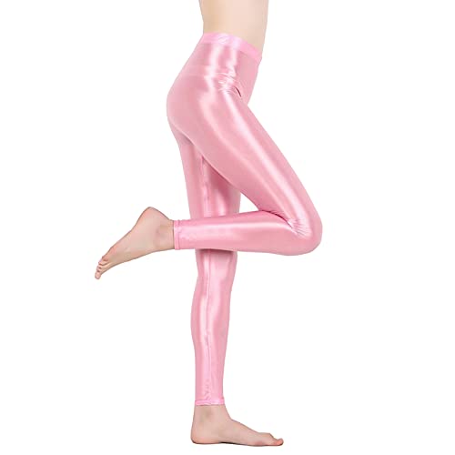 TiaoBug Damen Strumpfhose 70 Den glossy Glänzende Hose Pants Leggings Tights Modisch Matt mit Glanz Fein Strumpfhosen Pink Stretch L von TiaoBug