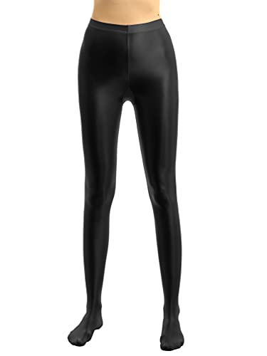 TiaoBug Damen Strumpfhose 70 Den glossy Glänzende Hose Pants Leggings Tights Modisch Matt mit Glanz Fein Strumpfhosen Schwarz Glanz L von TiaoBug