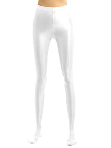 TiaoBug Damen Strumpfhose 70 Den glossy Glänzende Hose Pants Leggings Tights Modisch Matt mit Glanz Fein Strumpfhosen Weiß Glanz L von TiaoBug