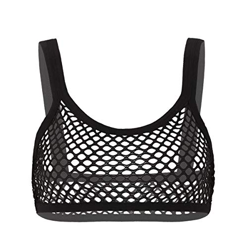 TiaoBug Damen Transparent Mesh/Netz BH Sexy Bustier Bralette Bikini Oberteil Bademode Top erotische Unterwäsche Dessous Gogo Clubwear Schwarz C S von TiaoBug