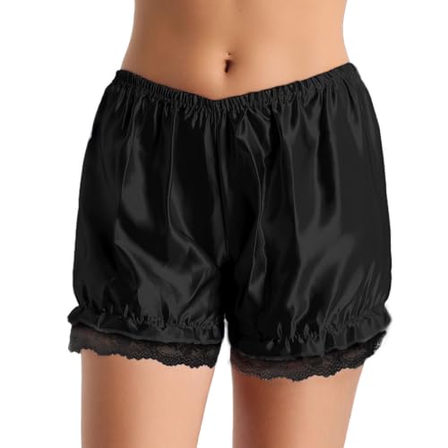 TiaoBug Damen Unterhose langes Bein Schlüpfer Slip mit Rüschen Spitze Frauen Sicherheits Shorts Unterwäsche Leggings Kurz Mit Spitze Yoga Hose Shorts Tanzen M-XL Schwarz B S von TiaoBug