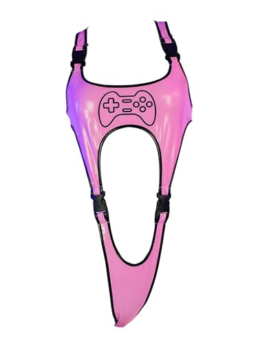 TiaoBug Damen Wetlook Lack Leder Body Unterwäsche Ärmellos Stringbody Rückenfrei Träger Top Unterhemd Reizvolle Dessous Nachtwäsche Rosa F Einheitsgröße von TiaoBug