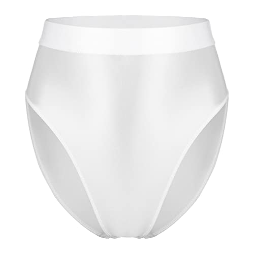 TiaoBug Damen Wetlook Shorts Hotpants Hipster Hohe Taille Mini Shorts Glänzend Figurformend Booty Shorts für Tanzen Nachtclub Swimmen Briefs Reizwäsche Weiß I M von TiaoBug