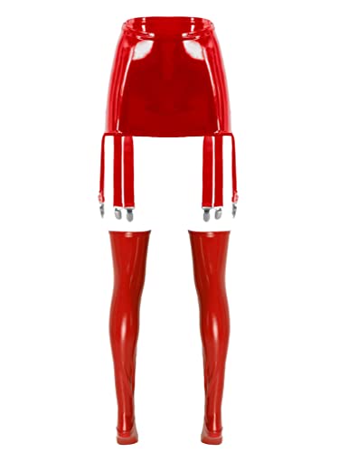 TiaoBug Damen Wetlook Strumpfgürtel Strapsgürtel mit Strumpfhalter + Lack Leder Halterlose Oberschenkel Hohe Strümpfe Rot L TiaoBug Damen Wetlook Strumpfgürtel Strapsgürtel mit Strumpfhalter + Lack Leder Halterlose Oberschenkel Hohe Strümpfe Rot L von TiaoBug