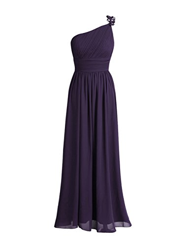 TiaoBug Elegant Damen Kleider Festliches Party Abendkleid Cocktailkleid Faltenrock Langes Hochzeit Kleid Brautjungfernkleid 34-46 Dunkel Lila 44 von TiaoBug