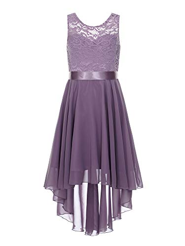 TiaoBug Festlich Mädchen Kleider Hochzeit Partykleid Prinzessin Brautjungfern Kleid Blumenmädchen Kleidung Festkleider Violett B 128 von TiaoBug