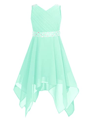 TiaoBug Festliches Mädchen Kleid Kinder Partykleid Hochzeit Sommer Kleid Festzug Kleidung Gr. 104 116 128 140 152 164 Mint Grün H 170-176/15-16 Jahre von TiaoBug