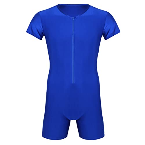 TiaoBug Herren Body Stringer Bodysuit Overall Unterhemd Männer Unterwäsche Enger Anzug mit langem Bein Blau Kurzarm S von TiaoBug